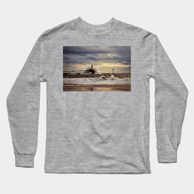 Storm at the harbour mouth Long Sleeve T-Shirt by Violaman